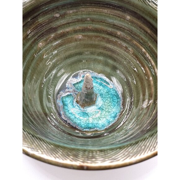 Handmade Ceramic Bowl With Green & Turquoise Glaze Perfect For Snacks Or Artsy V - Picture 3 of 8